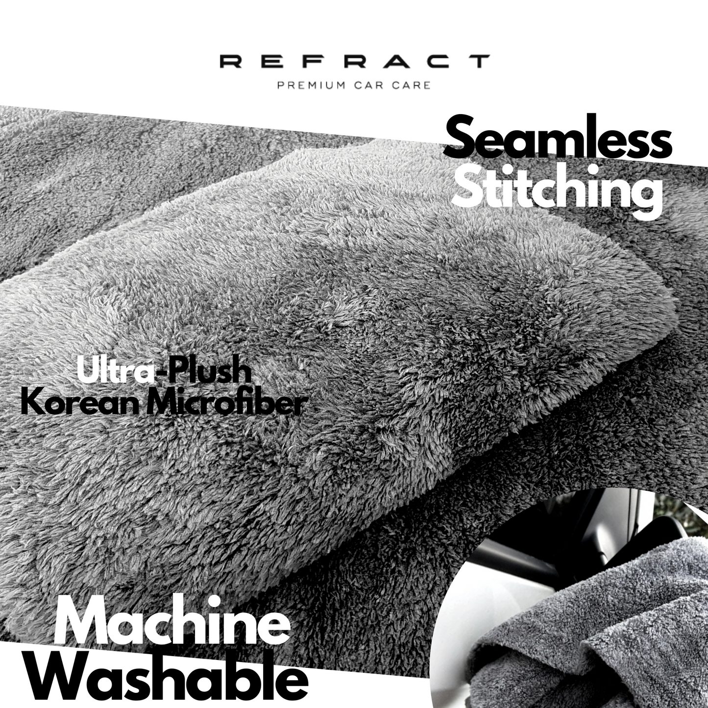 REFRACT Pro Wash Plush Korean Microfiber Towel | 500gsm | 60x40cm