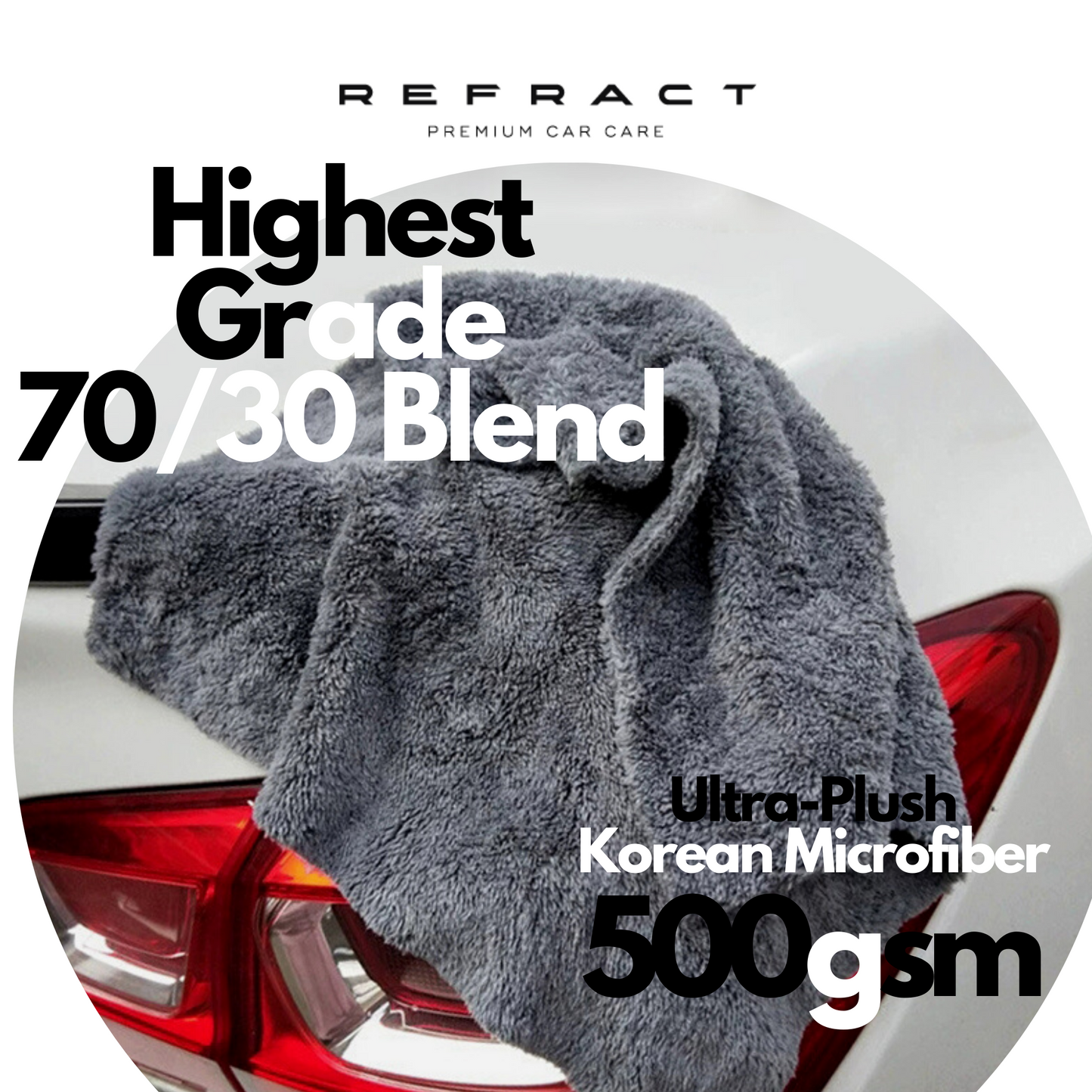 REFRACT Pro Wash Plush Korean Microfiber Towel | 500gsm | 60x40cm